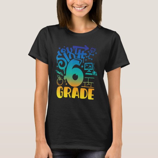 Back To School Sixth 6th Grade Teacher Boys Graffi T-shirt (Voorkant)
