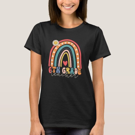Back To School Sixth Grade Vibes Retro Teacher Wom T-shirt (Voorkant)