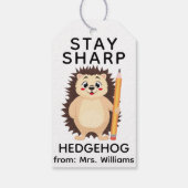 Back to School Stay sharp hedgehog Cute Funny Pun Cadeaulabel (Achterkant)