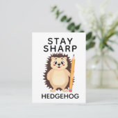 Back to School Stay sharp hedgehog Minimalistic  Briefkaart (Staand voorkant)