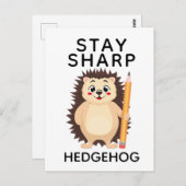 Back to School Stay sharp hedgehog Minimalistic  Briefkaart (Voorkant / Achterkant)