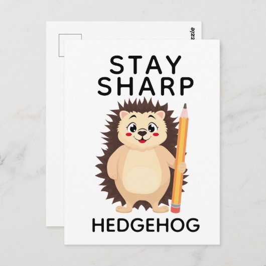 Back to School Stay sharp hedgehog Minimalistic Briefkaart (Voorkant / Achterkant)