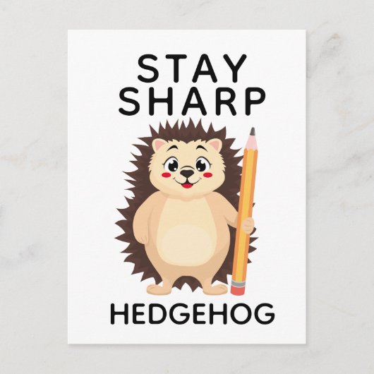 Back to School Stay sharp hedgehog Minimalistic  Briefkaart (Voorkant)