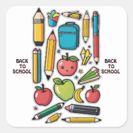 Back-to-School Sticker Set - Kleurrijke items