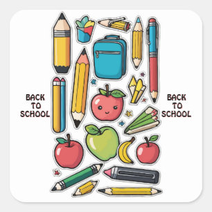 Back-to-School Sticker Set - Kleurrijke items