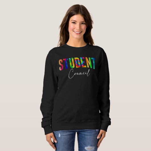 Back To School Student Council Retro tie dye Trui (Voorkant volledig)