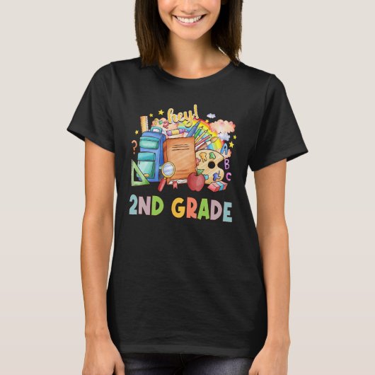 Back To School Students Teacher Hey 2nd Second Gra T-shirt (Voorkant)