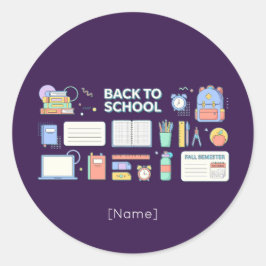 Back to School Supplies / Regreso Útiles Escolares Ronde Sticker
