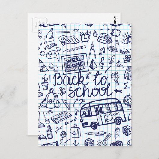 Back to School Supplies. Sketchy Notebook decor Briefkaart (Voorkant / Achterkant)