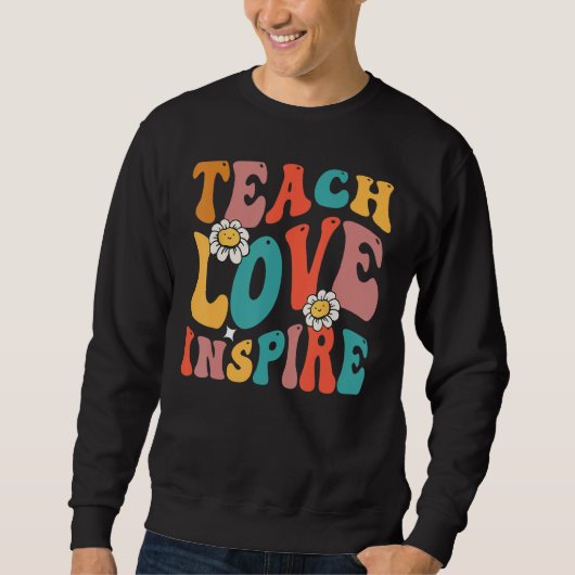Back To School  Teach Love Inspire Groovy Teachers Trui (Voorkant)