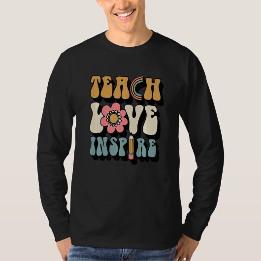 Back To School Teach Love Inspire Retro Teacher T-shirt (Voorkant)