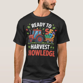 Back to School Teacher Farmer Tractor 100th Day T-shirt