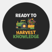 Back To School Teacher Farming Tractor Farmer Kids Ronde Sticker (Voorkant)