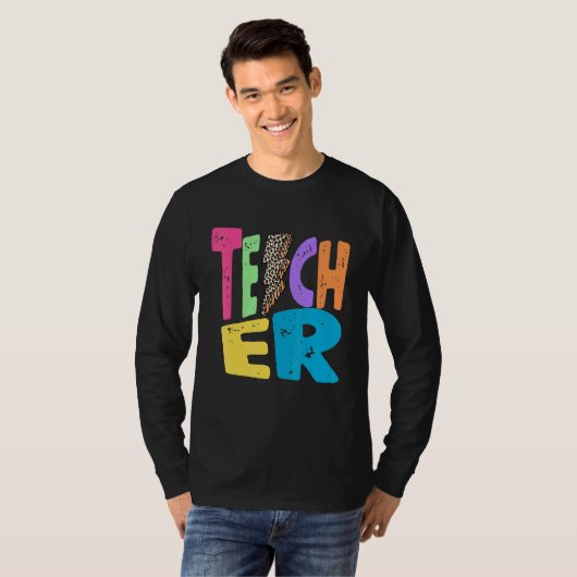 Back To School Teacher Leopard Thunder Motivationa T-shirt (Voorkant volledig)