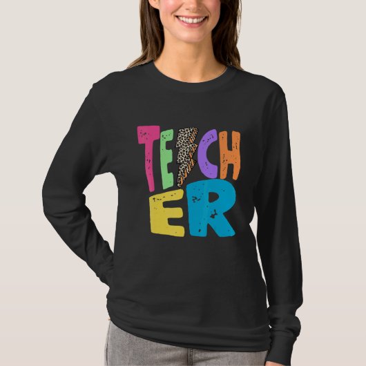 Back To School Teacher Leopard Thunder Motivationa T-shirt (Voorkant)