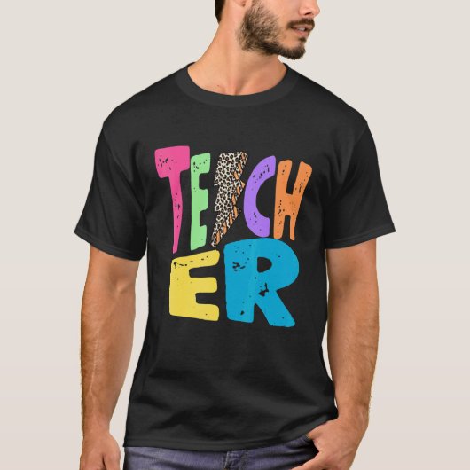 Back To School Teacher Leopard Thunder Motivationa T-shirt (Voorkant)