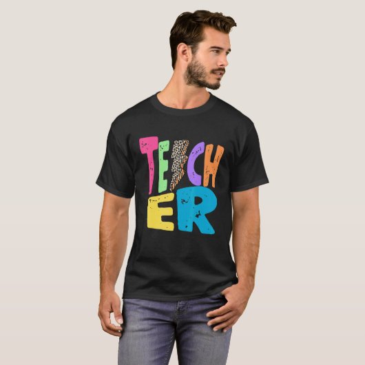 Back To School Teacher Leopard Thunder Motivationa T-shirt (Voorkant volledig)
