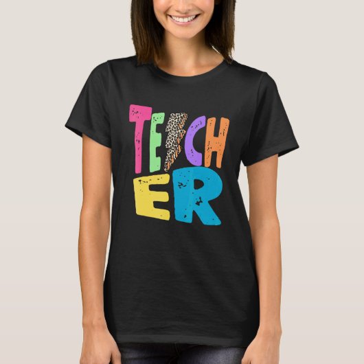 Back To School Teacher Leopard Thunder Motivationa T-shirt (Voorkant)