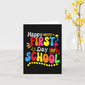Back To School Teacher Student Happy First Day Of Kaart (Gele Bloem)