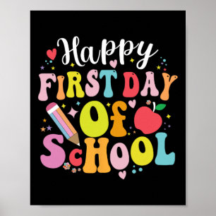 Back To School Teacher Student Happy First Day Of Poster