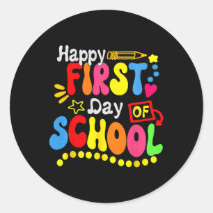Back To School Teacher Student Happy First Day Of Ronde Sticker