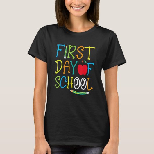 Back To School Teacher Student Happy First Day Of  T-shirt (Voorkant)