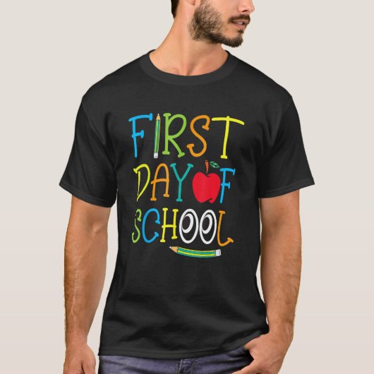 Back To School Teacher Student Happy First Day Of  T-shirt (Voorkant)