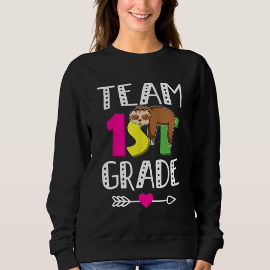 Back To School Team 1st Grade Cute Sloth  Kids Trui (Voorkant)