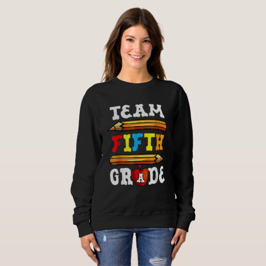 Back To School Team 5th Fifth Grade Pencil Student Trui (Voorkant volledig)