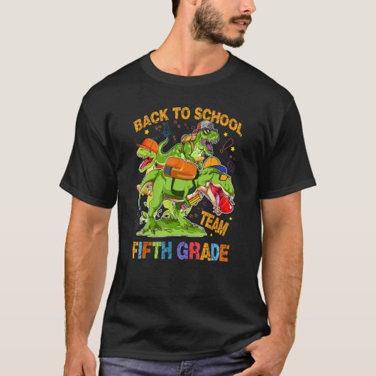 Back To School Team Fifth Grade Rex 5th Grader Din T-shirt (Voorkant)