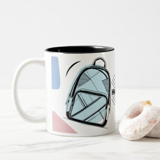 Back to School Themed Mug coffee Tweekleurige Koffiemok (Met donut)