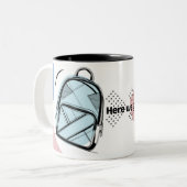 Back to School Themed Mug coffee Tweekleurige Koffiemok (Voorkant links)