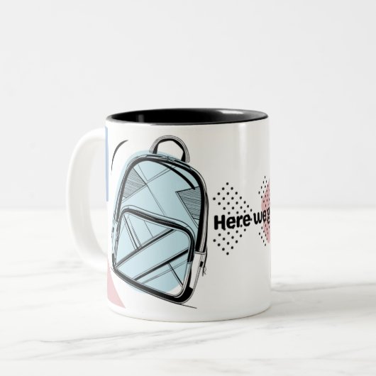 Back to School Themed Mug coffee Tweekleurige Koffiemok (Voorkant links)