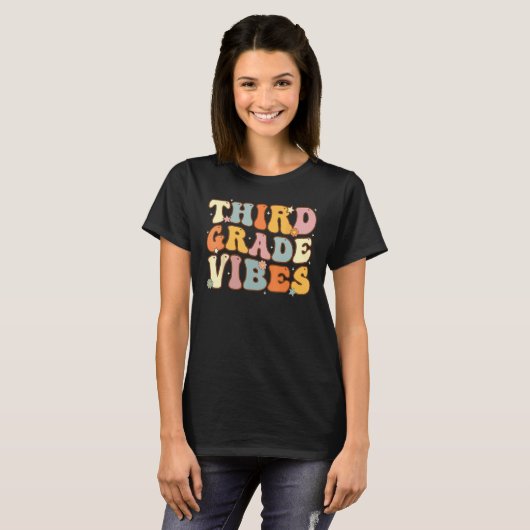 Back To School Third Grade Vibes Student Teacher W T-shirt (Voorkant volledig)