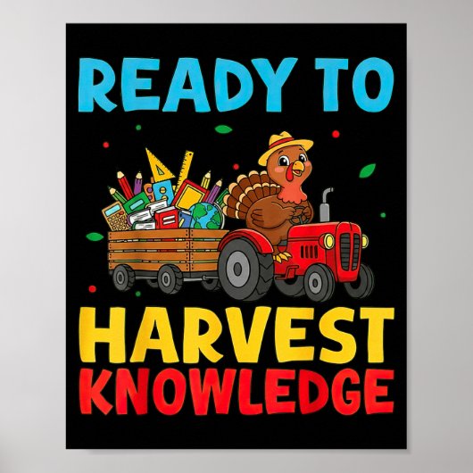 Back To School Turkey Farming Tractor Farmer Kids  Poster (Voorkant)
