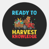 Back To School Turkey Farming Tractor Farmer Kids  Ronde Sticker (Voorkant)