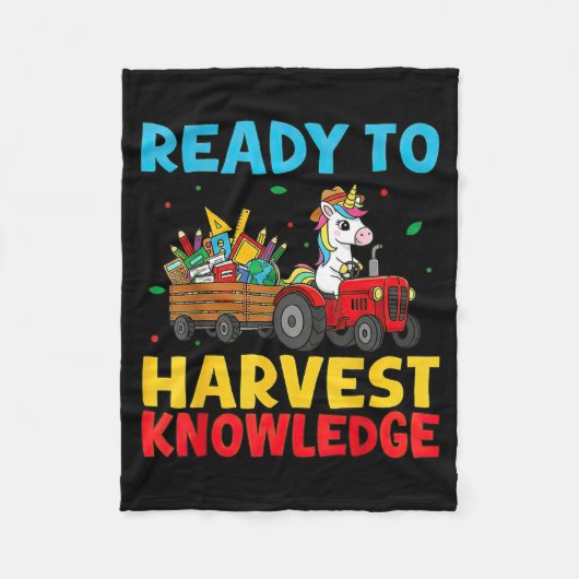 Back To School Unicorn Farming Tractor Farmer Kids Fleece Deken (Voorkant)