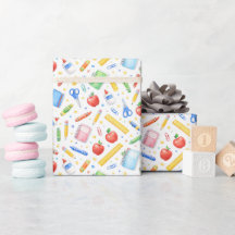 Back to School Watercolor Supplies Pattern