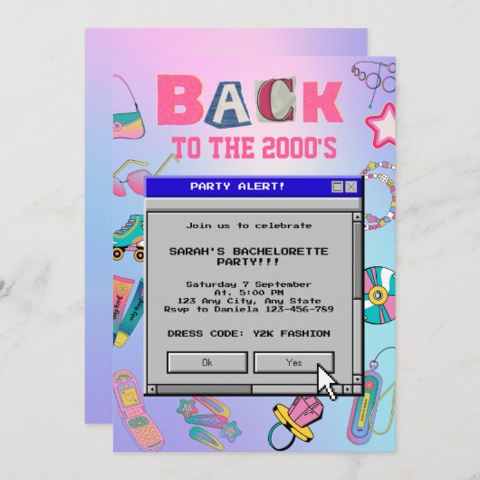 Back To The 2000's Y2K Bachelorette Party Kaart (Voorkant / Achterkant)