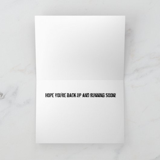 Back-up en running Biker Get Well Kaart (Binnen)