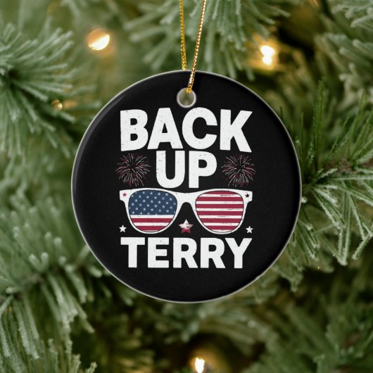 Back-up Terry Funny 4 juli Patriottisch Vuurwerk Keramisch Ornament (Boom)