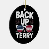 Back-up Terry Funny 4 juli Patriottisch Vuurwerk Keramisch Ornament (Rechts)