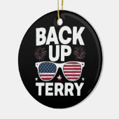 Back-up Terry Funny 4 juli Patriottisch Vuurwerk Keramisch Ornament (Links)