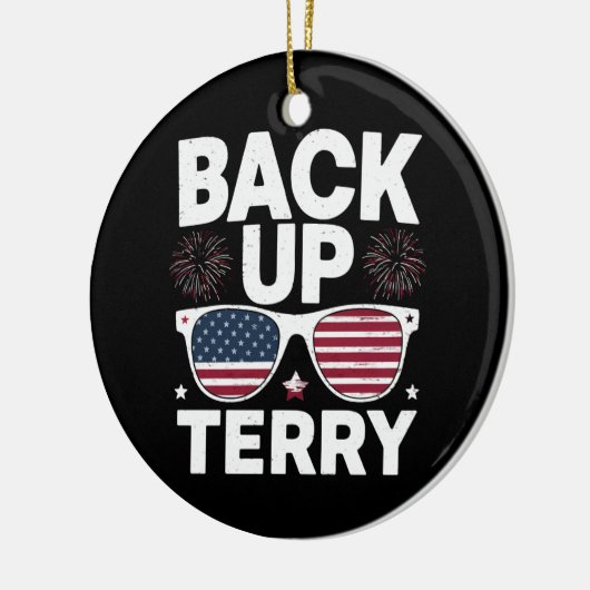 Back-up Terry Funny 4 juli Patriottisch Vuurwerk Keramisch Ornament (Links)