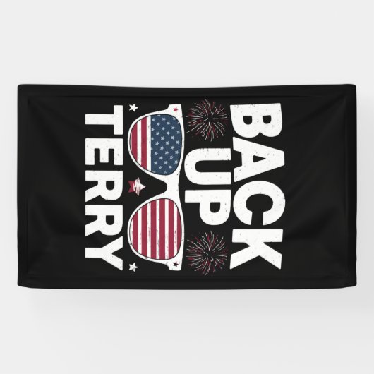 Back-up Terry Funny 4 juli Patriottisch Vuurwerk Spandoek (Horizontaal)