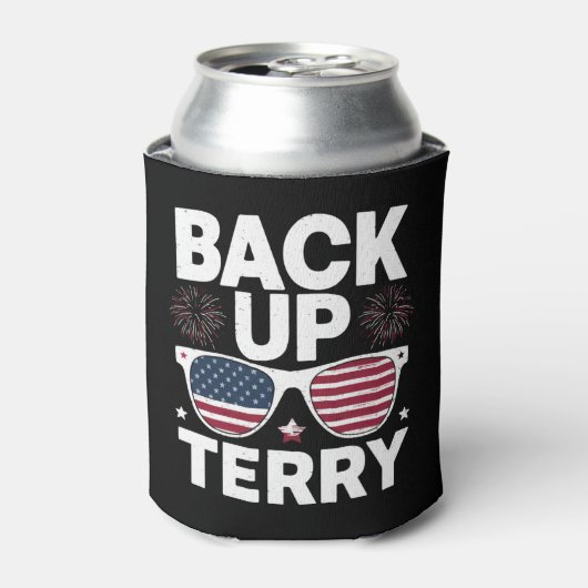 Back Up Terry Grappige 4 juli Patriottisch Vuurwer Blikjeskoeler (Blikje Voorkant)