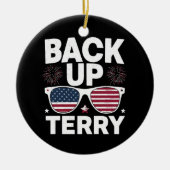Back Up Terry Grappige 4 juli Patriottisch Vuurwer Keramisch Ornament (Voorkant)