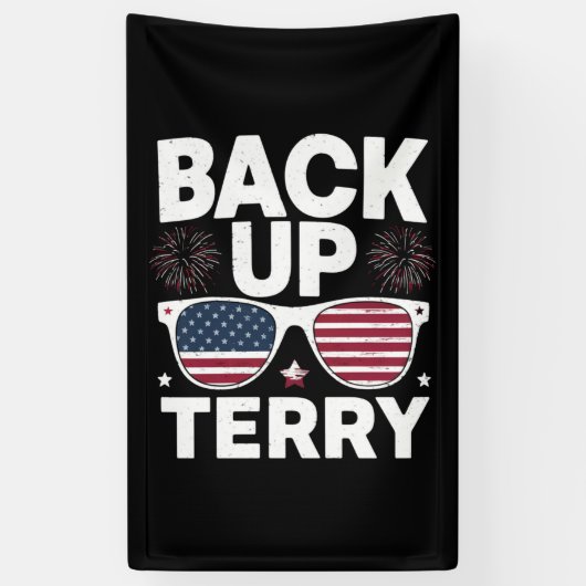 Back Up Terry Grappige 4 juli Patriottisch Vuurwer Spandoek (Verticaal)