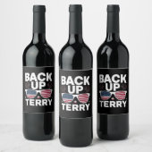 Back-up Terry Grappige 4 juli Patriottisch Vuurwer Wijn Etiket (Flessen)
