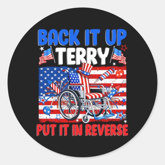 Back Up Terry Put In Reverse Firework Usa 4th Of Ronde Sticker (Voorkant)